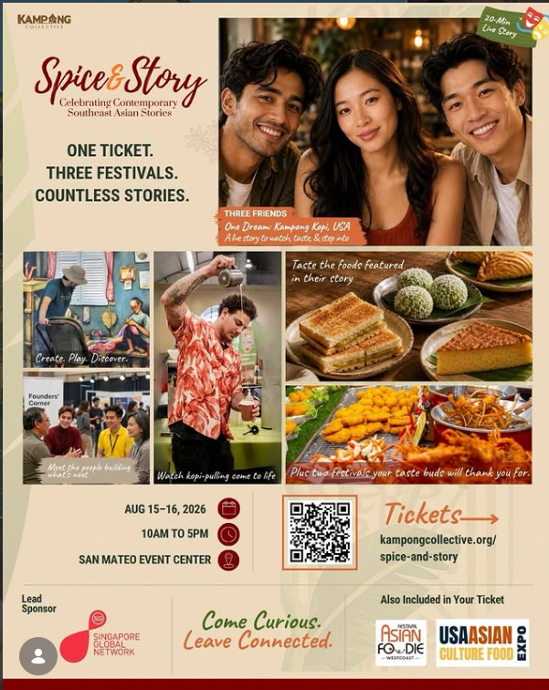 Spice & Story 2026 — One Ticket. Three Festivals. Countless Stories. August 15–16, San Mateo Event Center