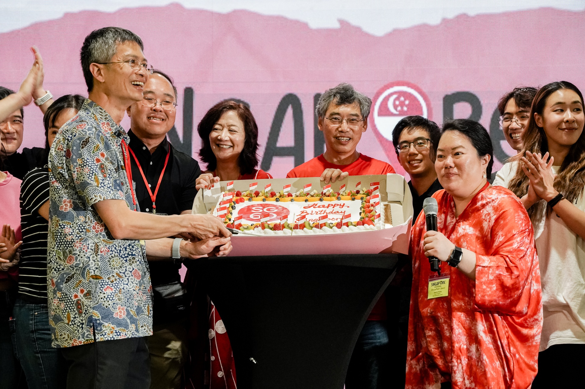 SG60 birthday cake celebration on stage