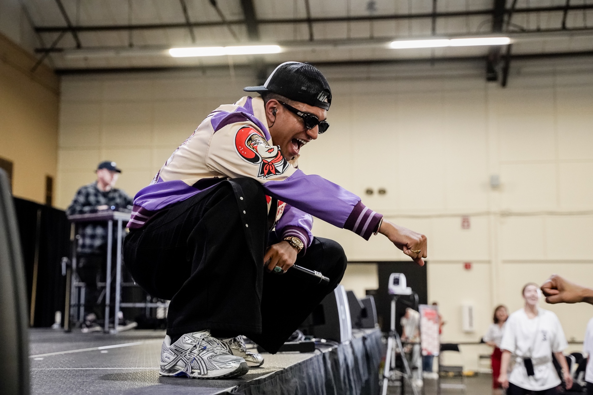 Rapper performing on stage at the festival